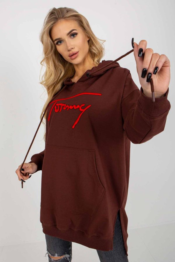 Brown Sweatshirt in Sweatshirts For Women with Cotton, Spandex and Polyester