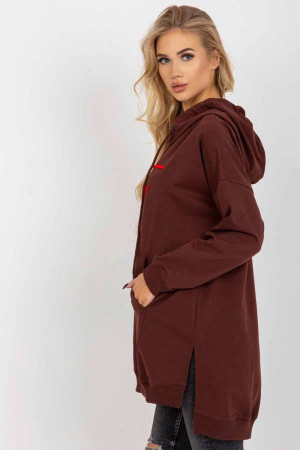 Brown Sweatshirt in Sweatshirts For Women with Cotton, Spandex and Polyester