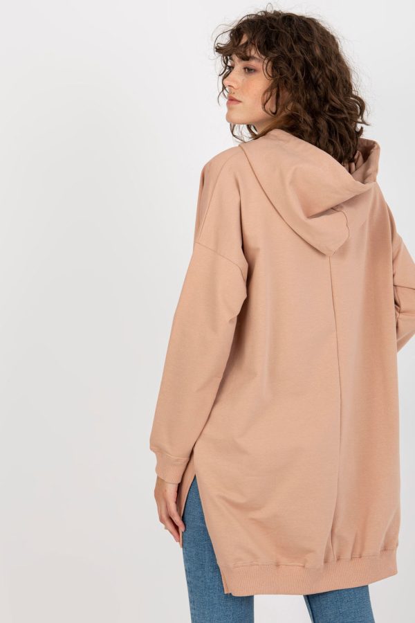 Beige Sweatshirt in Sweatshirts For Women with Cotton, Spandex and Polyester