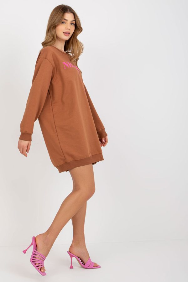 Brown Sweatshirt in Sweatshirts For Women with Cotton, Spandex and Polyester