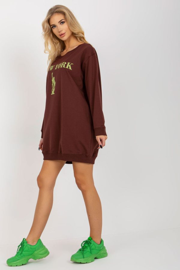 Brown Sweatshirt in Sweatshirts For Women with Cotton, Spandex and Polyester