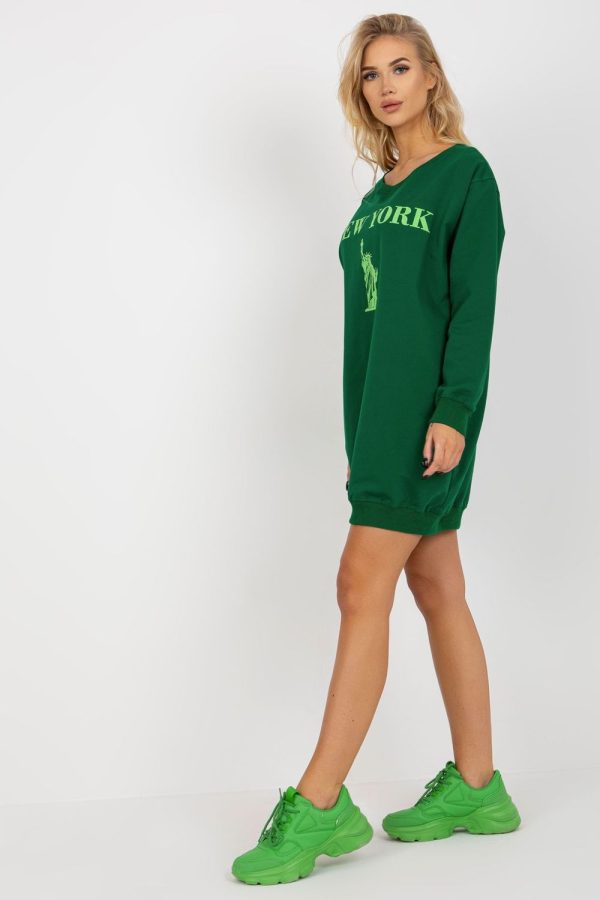 Green Sweatshirt in Sweatshirts For Women with Cotton, Spandex and Polyester