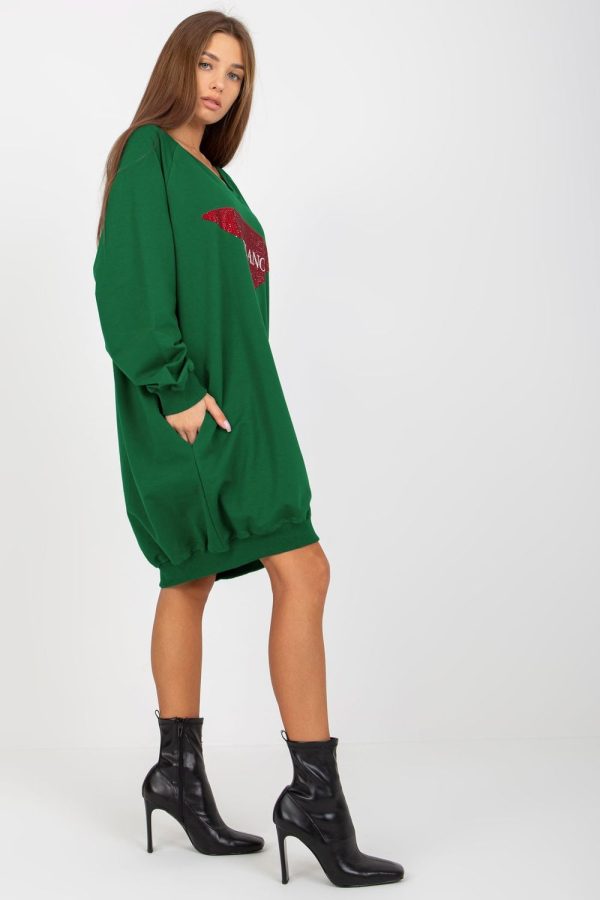 Green Sweatshirt in Sweatshirts For Women with Cotton, Spandex and Polyester