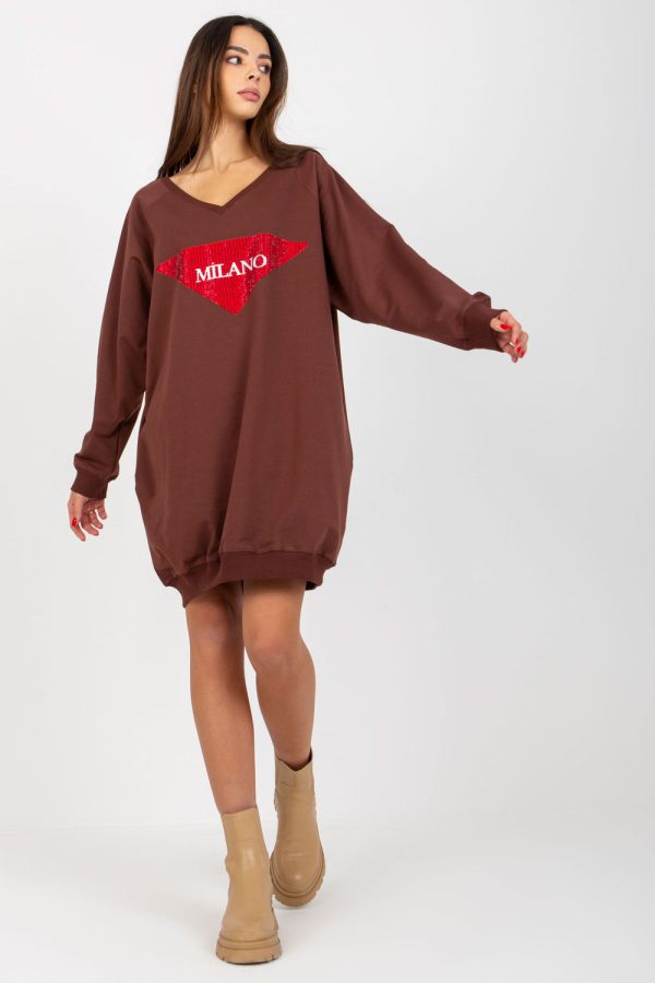Brown Sweatshirt in Sweatshirts For Women with Cotton, Spandex and Polyester