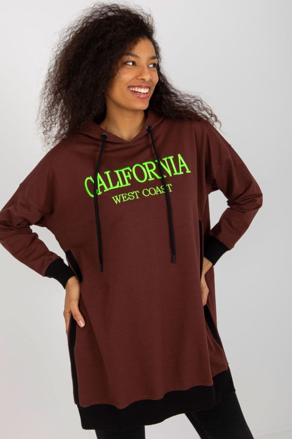 Brown Sweatshirt in Sweatshirts For Women with Cotton, Spandex and Polyester