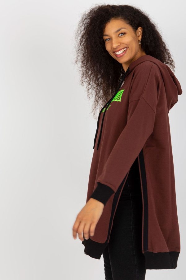 Brown Sweatshirt in Sweatshirts For Women with Cotton, Spandex and Polyester