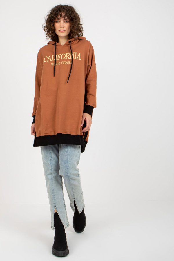 Brown Sweatshirt in Sweatshirts For Women with Cotton, Spandex and Polyester