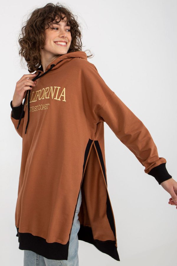 Brown Sweatshirt in Sweatshirts For Women with Cotton, Spandex and Polyester