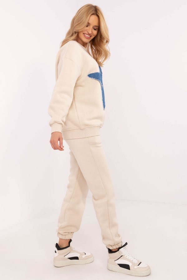 Beige Set in Pants, Trousers, Shorts with Cotton and Polyester