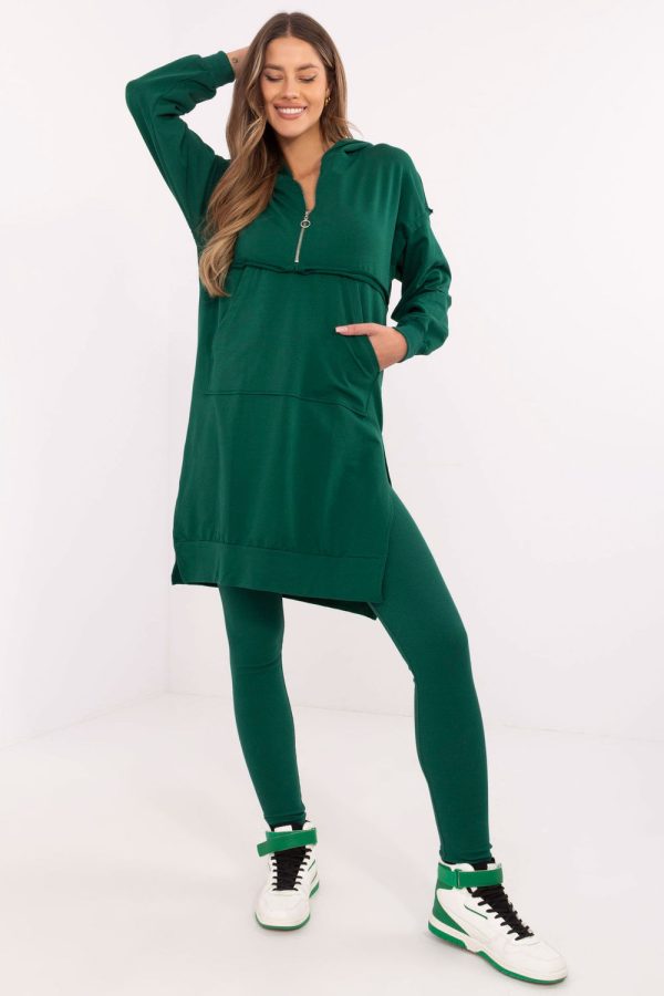 Green Set in Pants, Trousers, Shorts with Cotton and Spandex