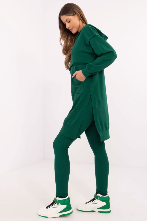 Green Set in Pants, Trousers, Shorts with Cotton and Spandex
