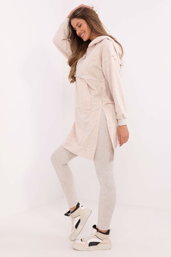 Beige Set in Pants, Trousers, Shorts with Cotton and Spandex
