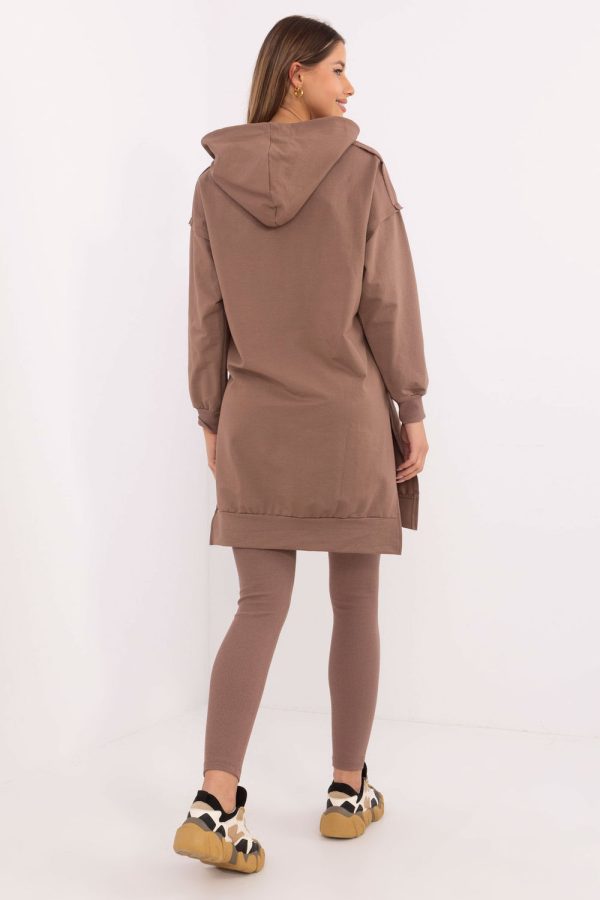 Brown Set in Pants, Trousers, Shorts with Cotton and Spandex