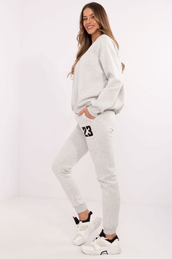 Grey Set in Pants, Trousers, Shorts with Cotton and Polyester