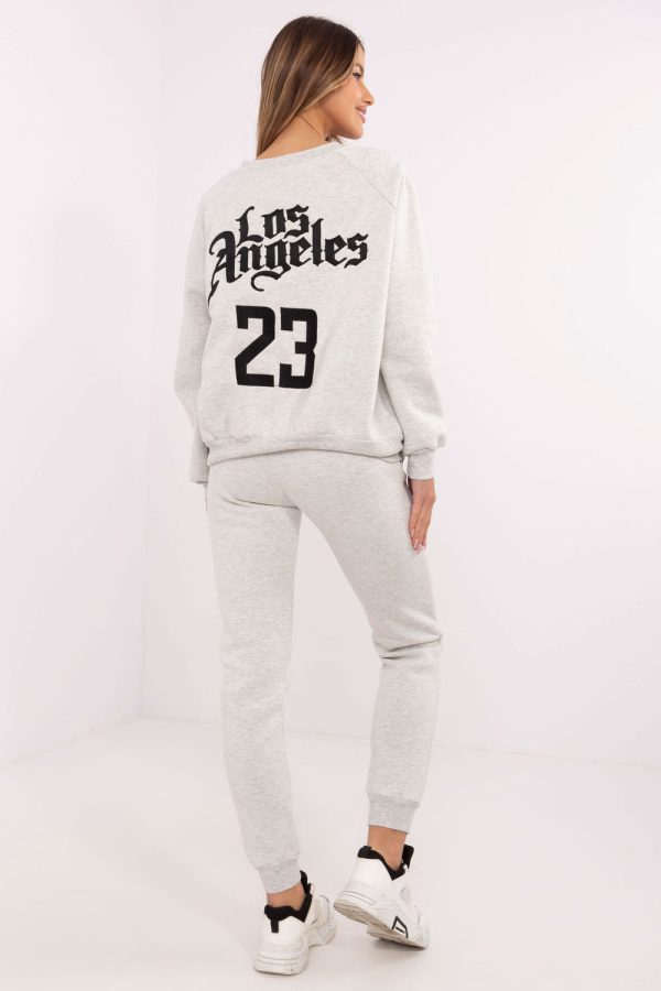 Grey Set in Pants, Trousers, Shorts with Cotton and Polyester
