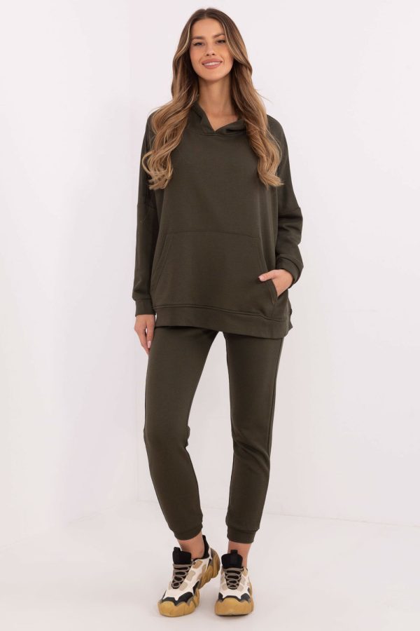 Green Set in Pants, Trousers, Shorts with Cotton and Polyester