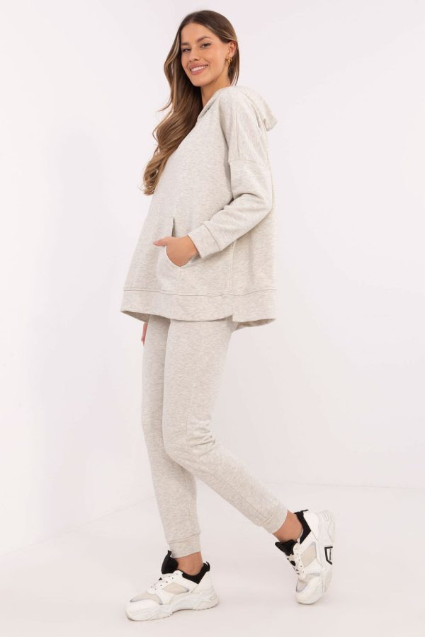 Grey Set in Pants, Trousers, Shorts with Cotton and Polyester
