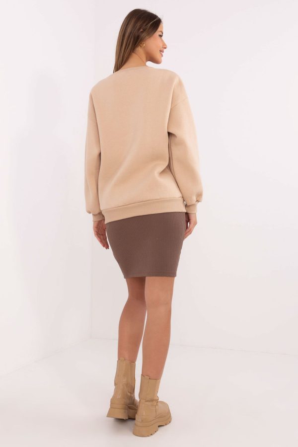 Beige Sweatshirt in Sweatshirts For Women with Cotton and Polyester