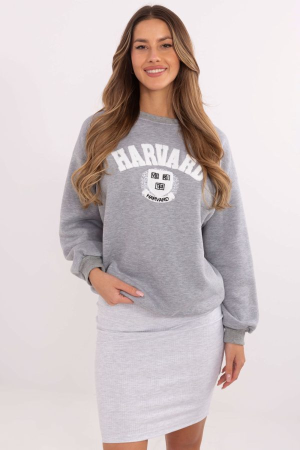 Grey Sweatshirt in Sweatshirts For Women with Cotton and Polyester