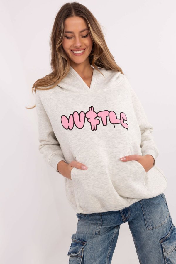 Grey Sweatshirt in Sweatshirts For Women with Cotton and Polyester