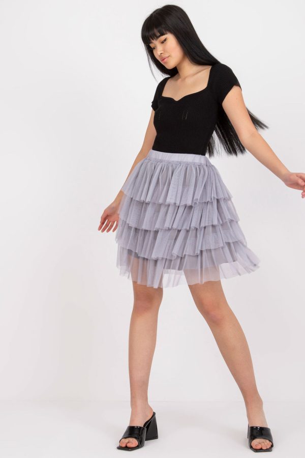 Grey Short Skirt in Skirts with Polyester and Viscose