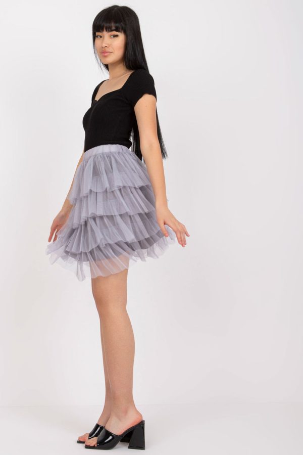 Grey Short Skirt in Skirts with Polyester and Viscose