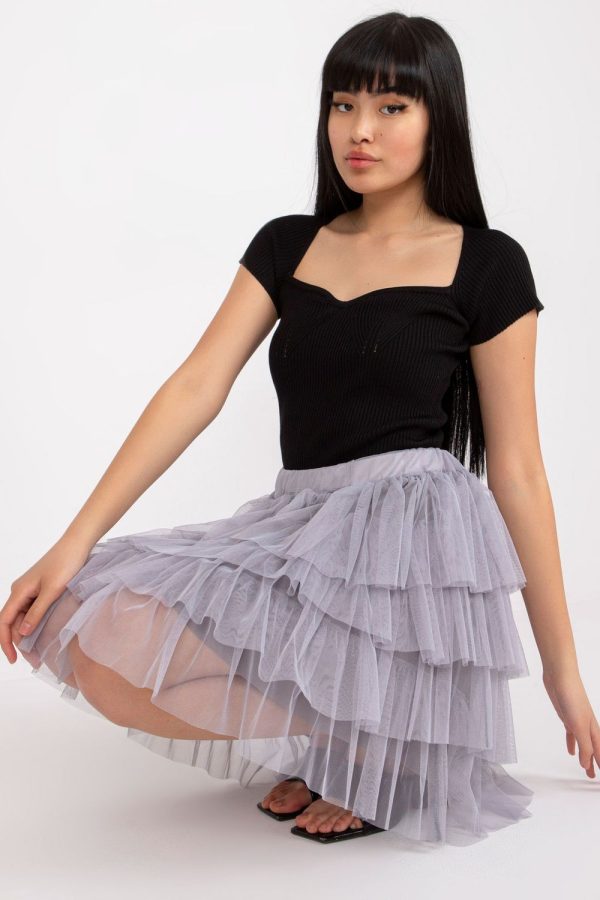 Grey Short Skirt in Skirts with Polyester and Viscose