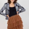 Brown Short Skirt in Skirts with Polyester and Viscose