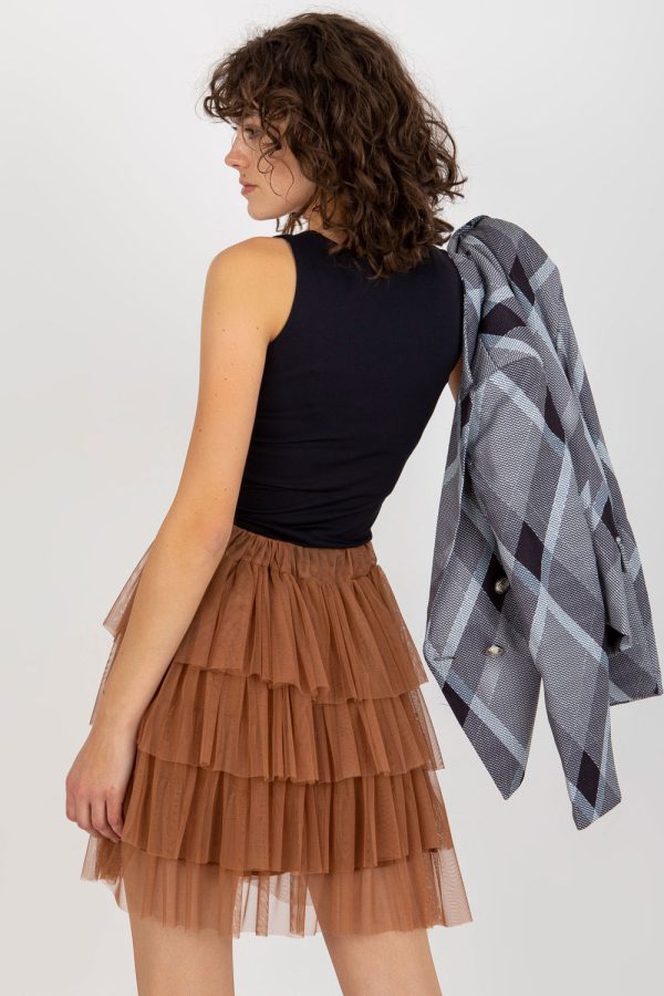 Brown Short Skirt in Skirts with Polyester and Viscose