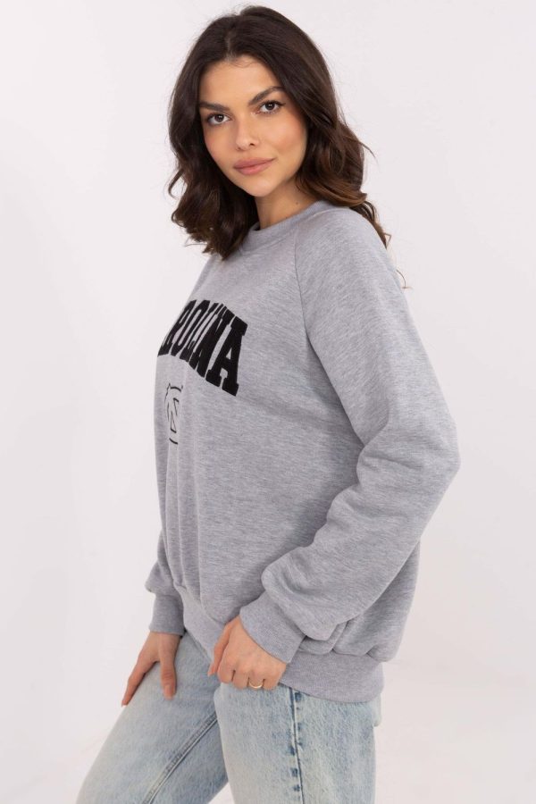 Grey Sweatshirt in Sweatshirts For Women with Cotton and Polyester