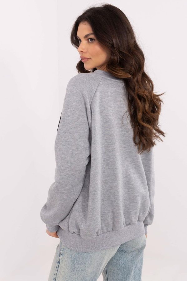 Grey Sweatshirt in Sweatshirts For Women with Cotton and Polyester
