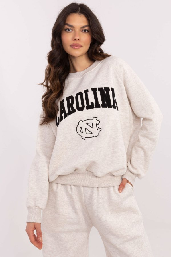 Beige Sweatshirt in Sweatshirts For Women with Cotton and Polyester