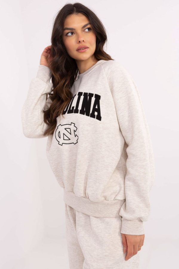 Beige Sweatshirt in Sweatshirts For Women with Cotton and Polyester