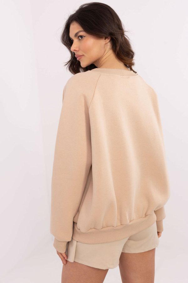 Beige Sweatshirt in Sweatshirts For Women with Cotton and Polyester