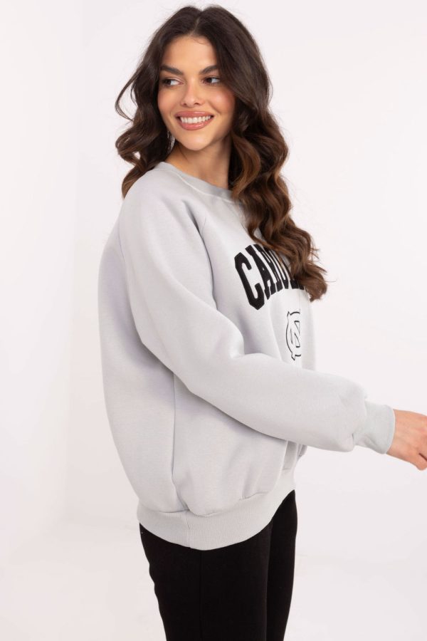 Grey Sweatshirt in Sweatshirts For Women with Cotton and Polyester