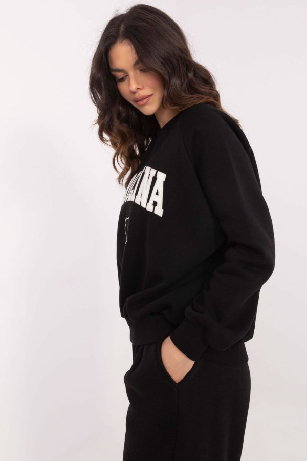 Black Sweatshirt in Sweatshirts For Women with Cotton and Polyester