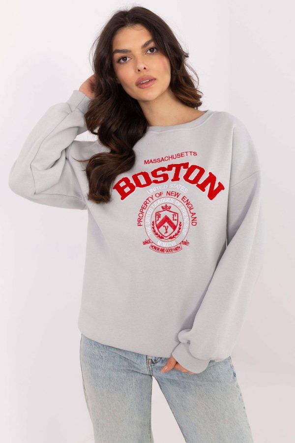 Grey Sweatshirt in Sweatshirts For Women with Cotton and Polyester