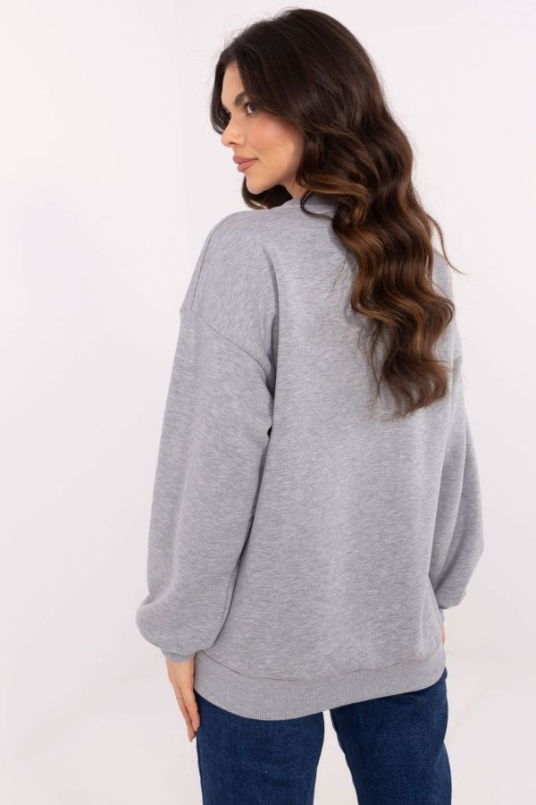 Grey Sweatshirt in Sweatshirts For Women with Cotton and Polyester
