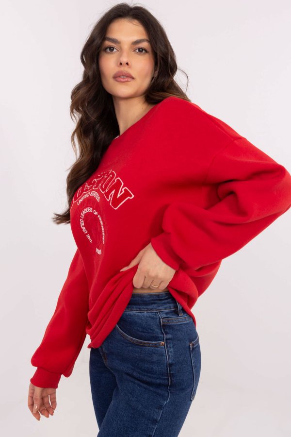 Red Sweatshirt in Sweatshirts For Women with Cotton and Polyester
