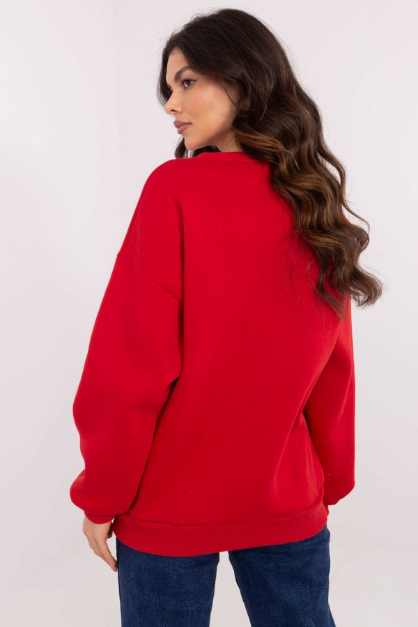 Red Sweatshirt in Sweatshirts For Women with Cotton and Polyester