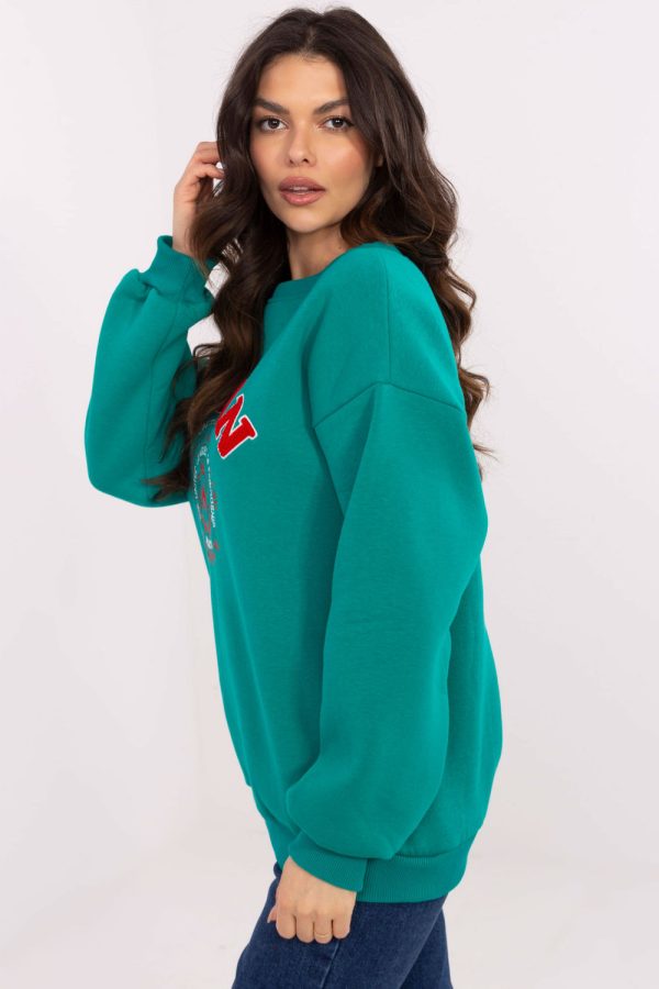 Green Sweatshirt in Sweatshirts For Women with Cotton and Polyester