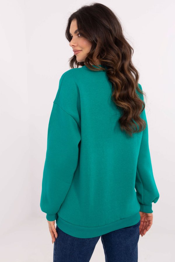 Green Sweatshirt in Sweatshirts For Women with Cotton and Polyester