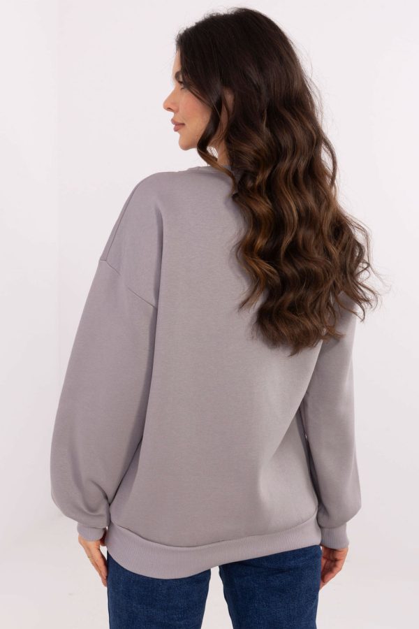 Grey Sweatshirt in Sweatshirts For Women with Cotton and Polyester