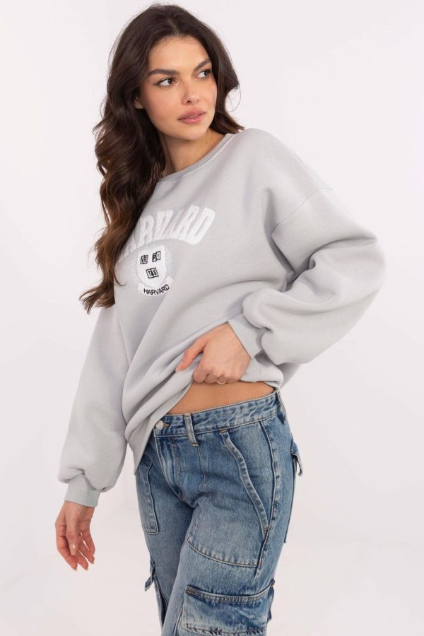 Grey Sweatshirt in Sweatshirts For Women with Cotton and Polyester