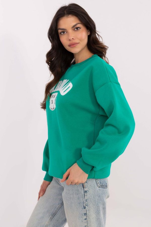 Green Sweatshirt in Sweatshirts For Women with Cotton and Polyester