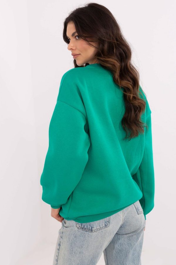 Green Sweatshirt in Sweatshirts For Women with Cotton and Polyester