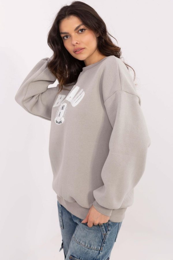 Grey Sweatshirt in Sweatshirts For Women with Cotton and Polyester