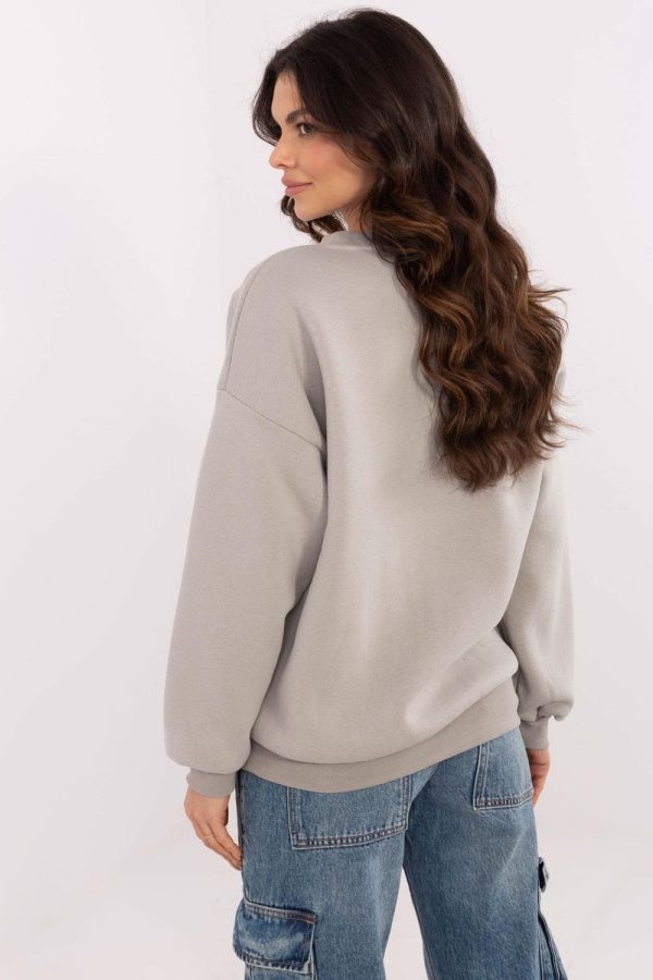Grey Sweatshirt in Sweatshirts For Women with Cotton and Polyester