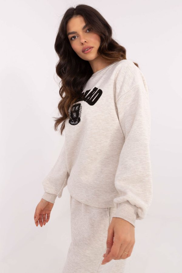 Beige Sweatshirt in Sweatshirts For Women with Cotton and Polyester