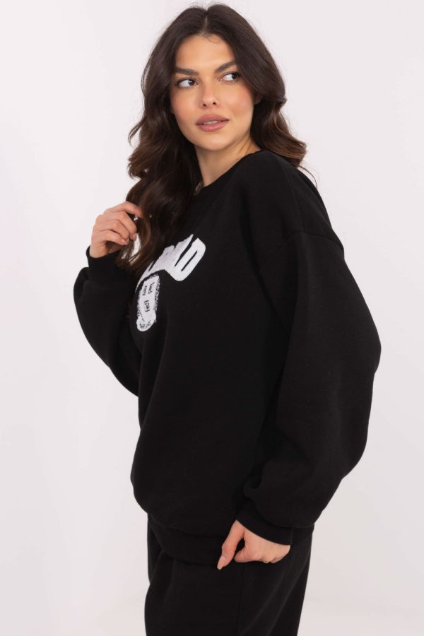 Black Sweatshirt in Sweatshirts For Women with Cotton and Polyester